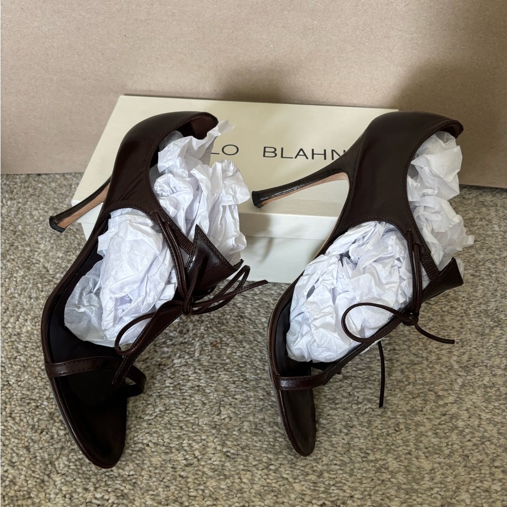 Manolo Blahnik Dark Brown Women's Sandals 3.5inch heel - Picture 6 of 9